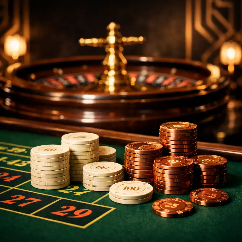 Stół do ruletki z żetonami podczas wieczoru Casino Night